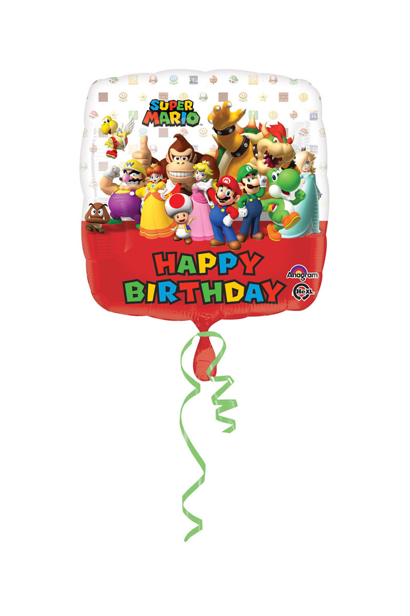 Super Mario Bros Square Birthday Balloons 18 Inch Super Mario Birthday ...