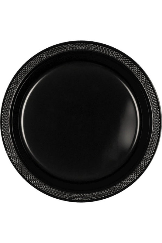 10 25 Black Plastic Plate 20CT Party America   10in Plasticplate Black 533x800 