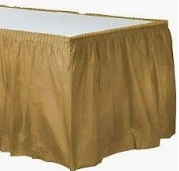 29" x 168" Gold Plastic Table Skirt