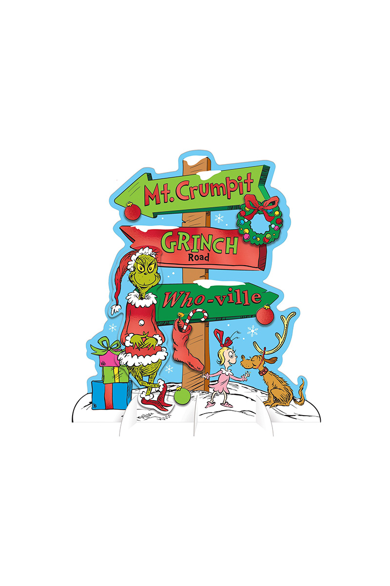 Traditional Grinch Directional Table Decoration Sign, 13.75 x 12.25