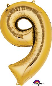 Giant Gold "9" Number Balloon 22in x 34in