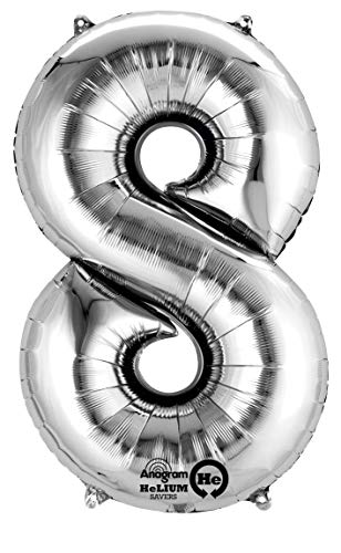 Giant Silver "8" Number Balloon 21in x 34in
