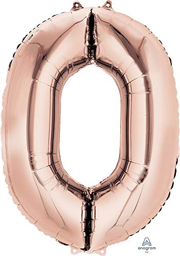 Giant Rose Gold "0" Number Balloon 25in x 35in