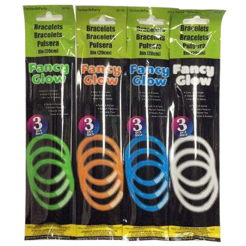 8" 3 Piece Assorted Color Glow Bracelerts. Please State Which Color You Want. Green, Orange, Blue or White