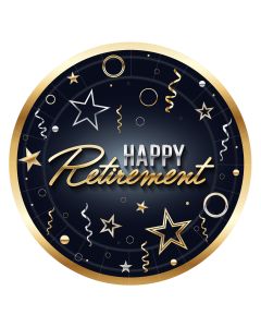 9" Paper Plates Happy Retirement. 8 Count Package.