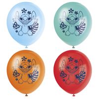 12" Latex Balloons Printed with Stitch.8 Count Package. Does Not Include Helium.