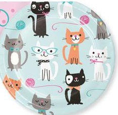 7" Paper Plate Purr-fect Party-8 Count Package.