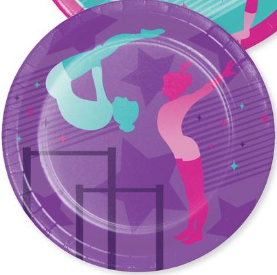 7" Paper Plate Gymnastics Party-8 Count Package.