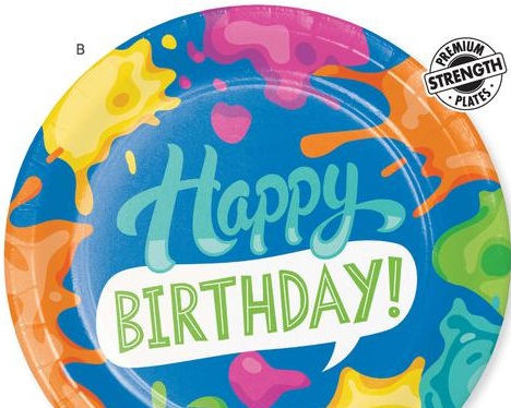9" Paper Plate Splatter. 8 Count Package.