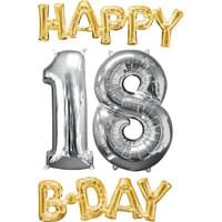 Happy Birthday 18th Silver and Gold Air Filled Only. Does Not Float