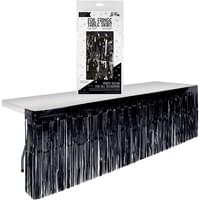 Black Foil Fringe Table Skirt