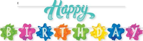 Happy Birthday Ribbon Banner Splatter