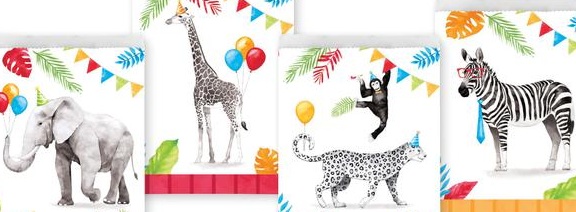 Paper Loot Bag Party Animals. 8 Count Package.