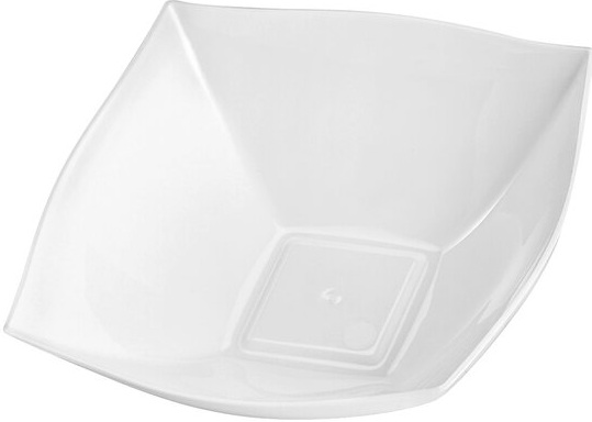 32 Ounce Wavy Side White Bowl. 7 1/2"L x 7 1/2"W x 2 1/4"H. BPA Free. This is a Non-Returnable Item.