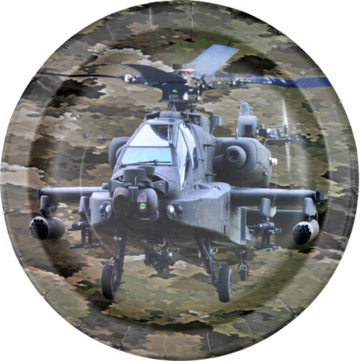 9" Paper Plate Apache Helicopter-8 Count Package.