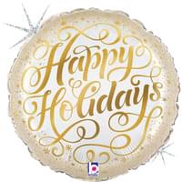 18" Glistening Gold Happy Holidays