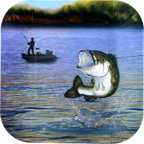 7" Square Paper Plate Gone Fishin' Bass.8 count package.
