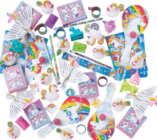 50 Piece Unicorn Party Favor Assortment. Assortment May Vary. There are Some Small Pieces.