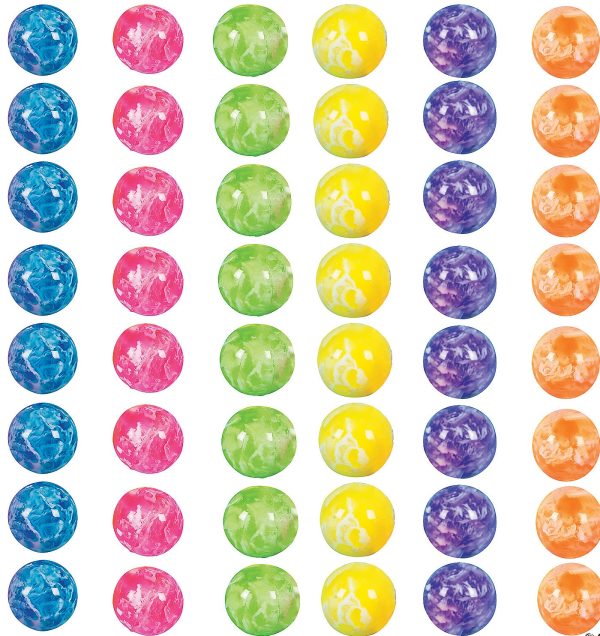 48 Piece Mini Neon Swirl Bouncy Balls. 3/4".