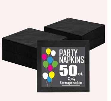 Beverage Napkin Black-50 Count Package