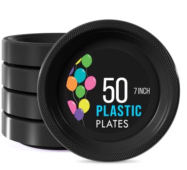 7" Plate Plastic Black-50 Count Package