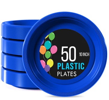 10" Plate Plastic Dark Blue-50 Count Package