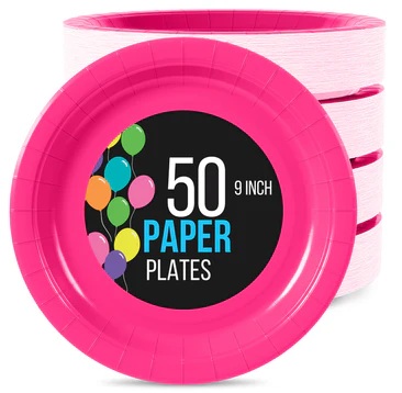 9" Plate Paper Cerise-50 Count Package