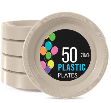 7" Plate Plastic Ivory-50 Count Package