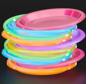 7" Plate Plastic Neon-60 Count Package