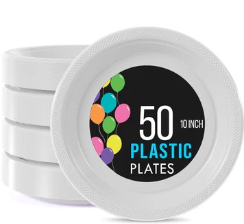 10" Plate Plastic White-50 Count Package