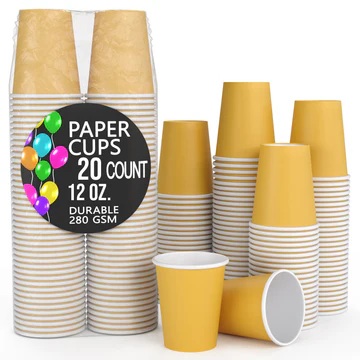 12 Ounce Paper Cup Yellow-20 Count Package