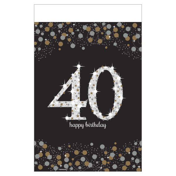 Table Cover Happy Birthday 40 Sparkling Celebration- 54" x 108"