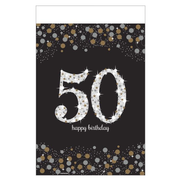 Table Cover Happy Birthday 50 Sparkling Celebration- 54" x 108"