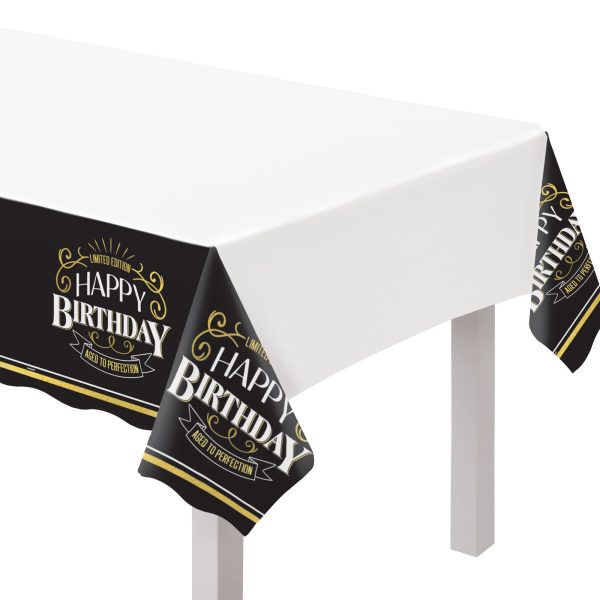 Table Cover Happy Birthday Aged to Perfection. 54" x 108"