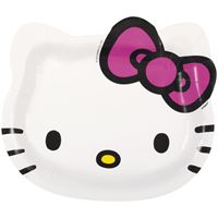 8" Paper Plate Shaped Hello Kitty. 8 Count Package