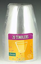 9 Ounce Clear Plastic Tumbler. 20 Count Package.