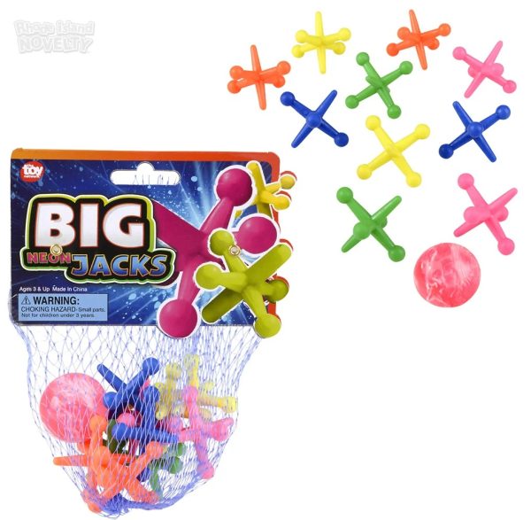 1.75" Big neon Jacks Set. Includes 10 Jacks and a Ball.