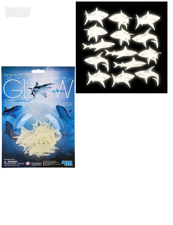 Glow in the Dark Sharks-14 Pieces.