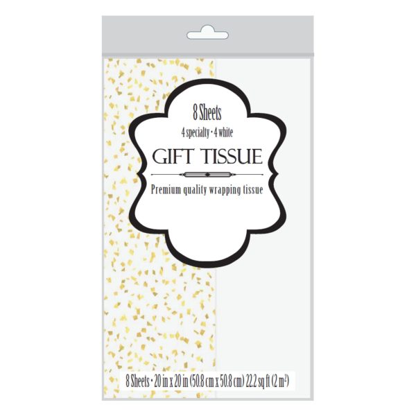 Gold Speck Tissue Paper. 8 Count Package.