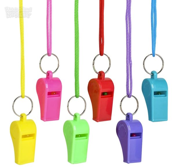 2" Neon Whistle Necklace. 12 Count Package.