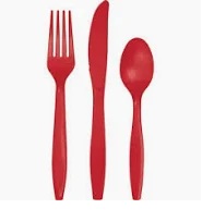 Cutlery Set Classic Red-8 Forks, 8 Knives, 8 Spoons.