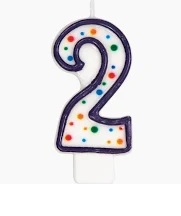 # 2 Polka Dot Birthday Candle-Approximately 3" Tall