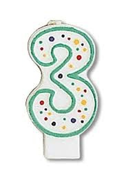 # 3 Polka Dot Birthday Candle-Appoximately 3" Tall.