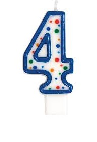 # 4 Polka Dot Birthday Candle-Approximately 3" Tall.