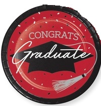 9" Paper Plate Classic Red Congrats Grad-36 Count Package.