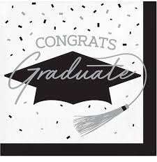 Lunch Napkin White Congrats Grad-36 Count Package.