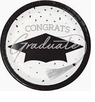 9" Paper Plate White Congrats Grad-18 Count Package.