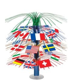 International Flags Cascade Centerpiece. 18" Tall.