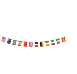 International Flag Banner. 12" X 14'6". Countries Flags Included: Australia, Brasil, Canada, China, UK, France, Germany, Ireland, Italy, Mexico, Spain and USA.