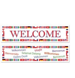 International Welcome Banners. 15" X 5'. 2 Seperate Banners. All Weather.